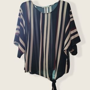 Striped Black with relax sleeves tunic top